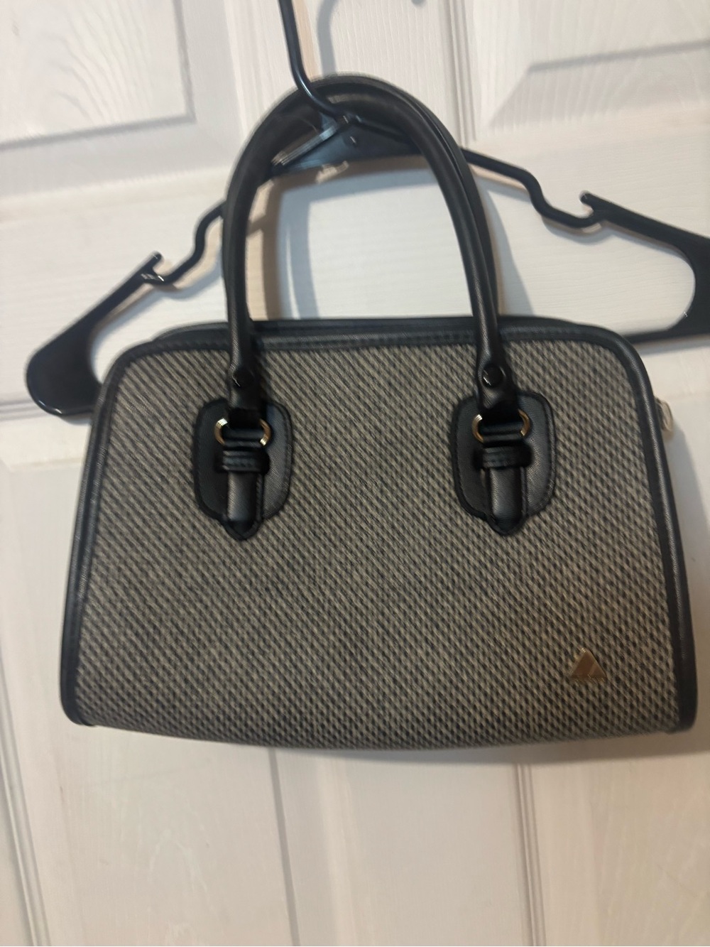 Structured Black and Cream Women’s Satchel Handbag